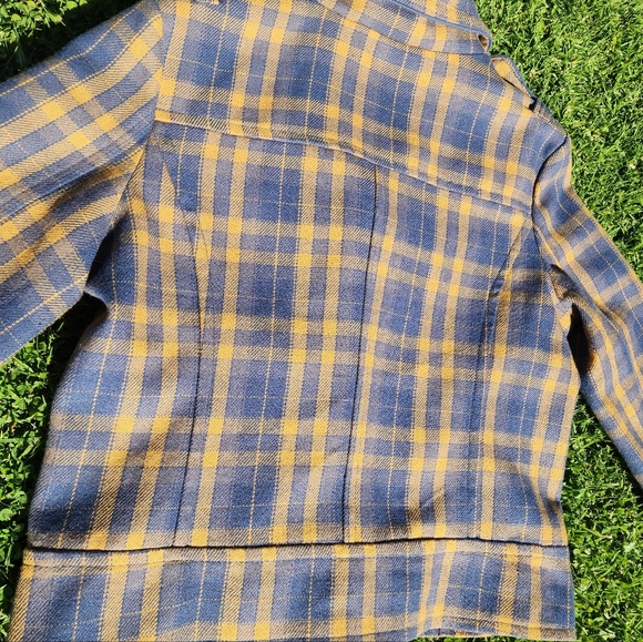 HURLEY y2k Blue Orange Plaid Inner Flower Pattern Button Cropped Jacket Size M - Picture 7 of 11